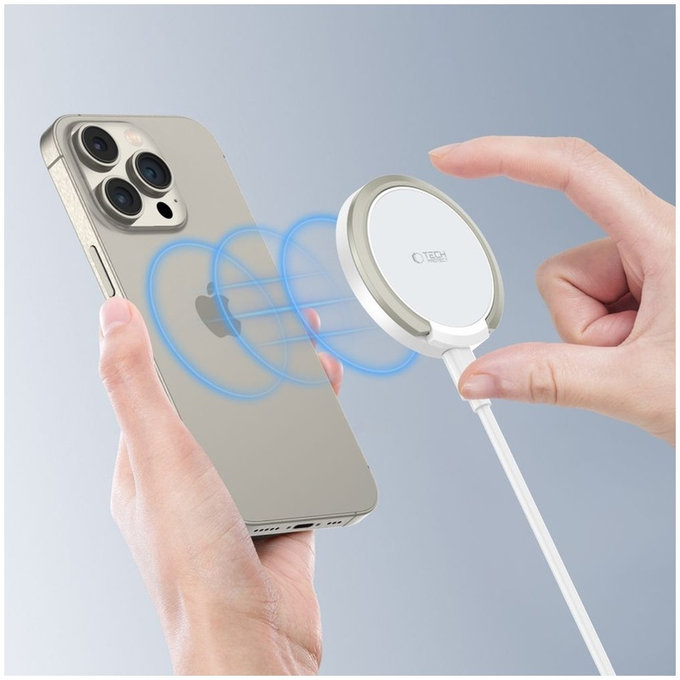 Bezdrátová nabíječka QI15W-A33 Magnetic MagSafe, bílá, Tech-Protect