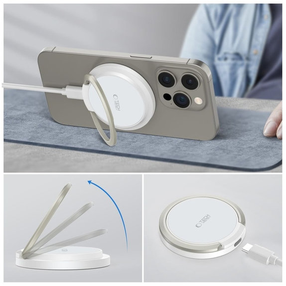 Bezdrátová nabíječka QI15W-A33 Magnetic MagSafe, bílá, Tech-Protect