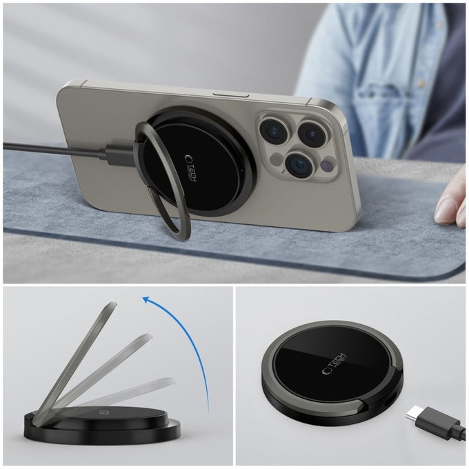 Bezdrátová nabíječka QI15W-A33 Magnetic MagSafe, černá, Tech-Protect