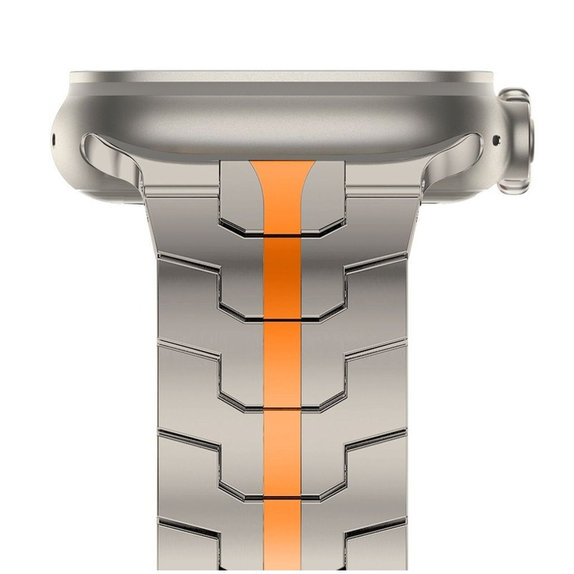 Řemínek Stainless Line pro Apple Watch 8 / 9 / 10 / 11 / SE / Ultra (44 / 45 / 46 / 49 mm), Titanium/Orange, Tech-Protect