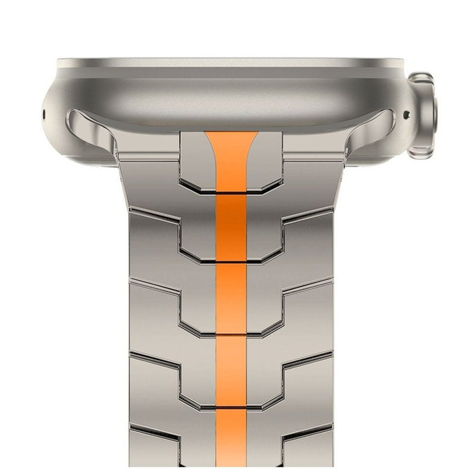 Řemínek Stainless Line pro Apple Watch 8 / 9 / 10 / 11 / SE / Ultra (44 / 45 / 46 / 49 mm), Titanium/Orange, Tech-Protect