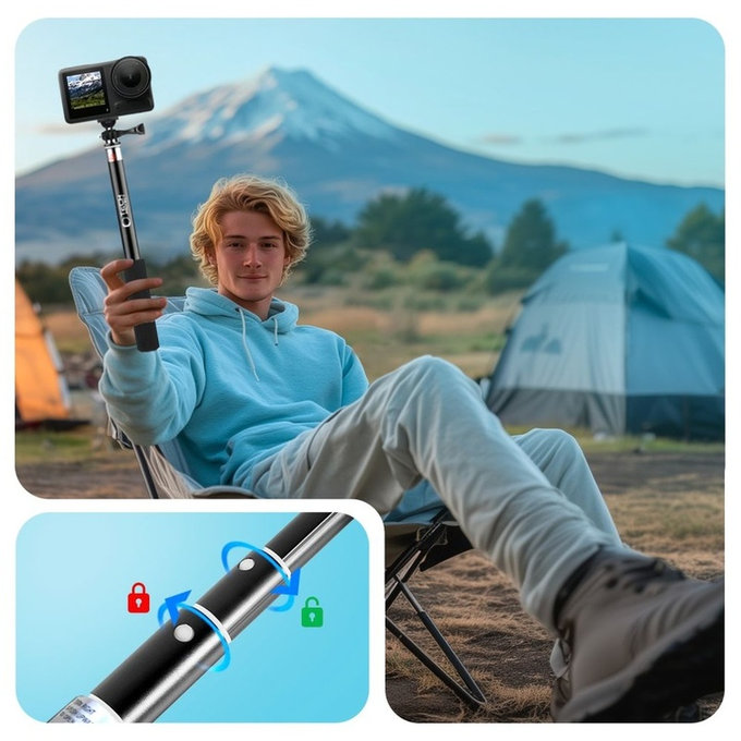 Selfie tyč SE stativem GA100 pro GoPro / DJI / INSTA360, černá, Tech-Protect