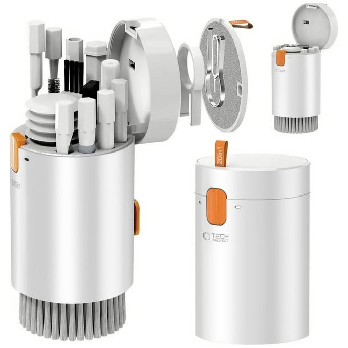 Čisticí sada CS01 20 v 1 na elektroniku, bílá, Tech-Protect