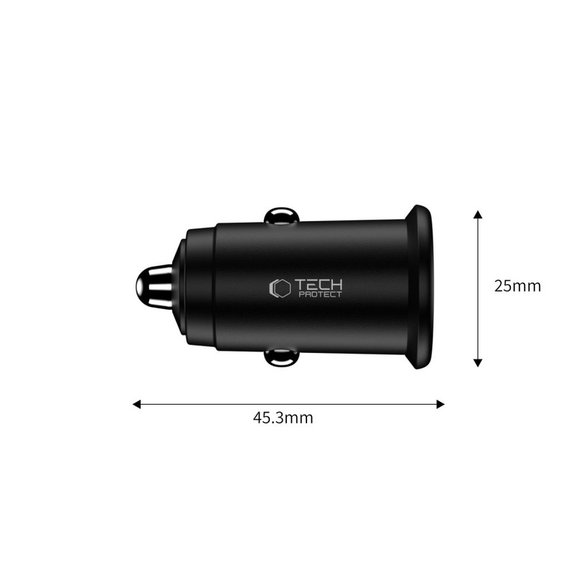 Nabíječka do auta CC02 2-PORT PD 35W / QC3.0, černá, Tech-Protect