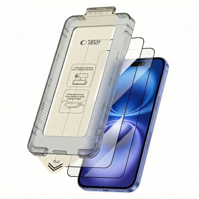 Tvrzené sklo Quick Set+ 2-PACK pro iPhone 15 / 16, černá, Tech-Protect