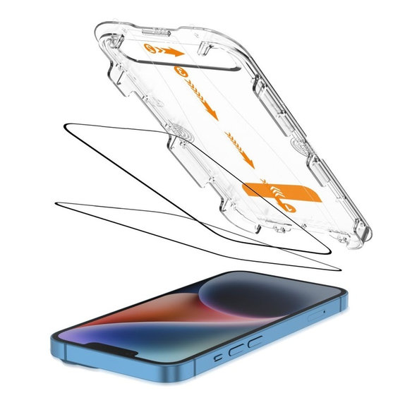 Tvrzené sklo Quick Set+ 2-PACK pro iPhone 13 / 13 Pro / 14 / 16E / 17E, černá, Tech-Protect