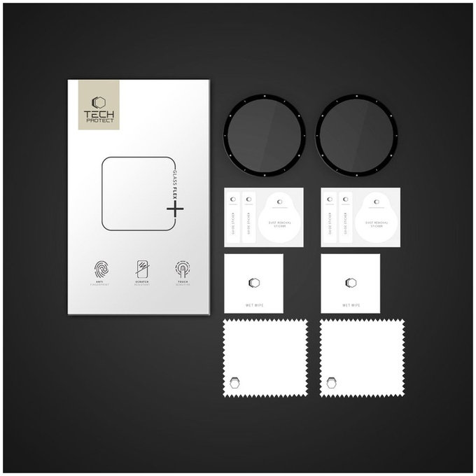 Hybridní sklo Glass Flex+ 2-PACK pro Garmin Venu 3, černá, Tech-Protect