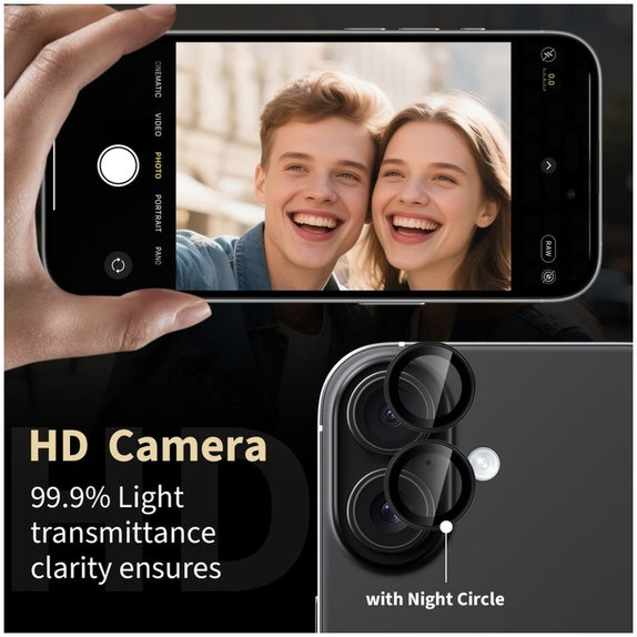 Ochrana kamery Camring Fit+ pro iPhone 16 / 16 Plus / 17, čirá, Tech-Protect