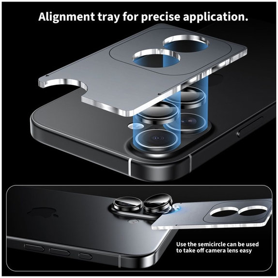 Ochrana kamery Camring Fit+ pro iPhone 16 / 16 Plus / 17, čirá, Tech-Protect