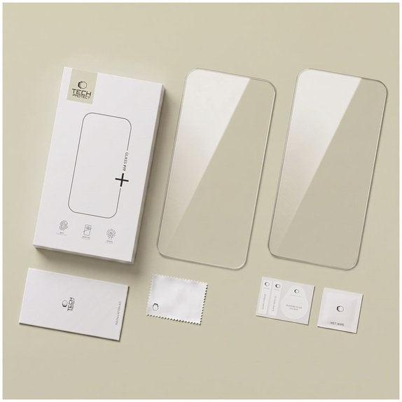 Tvrzené sklo Glass Fit+ 2-PACK pro iPhone 16 Pro / 17 / 17 Pro / 18 Pro, čirá, Tech-Protect