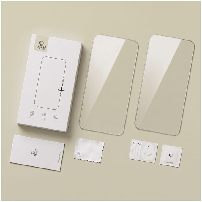 Tvrzené sklo Glass Fit+ 2-PACK pro iPhone 16 Pro / 17 / 17 Pro / 18 Pro, čirá, Tech-Protect