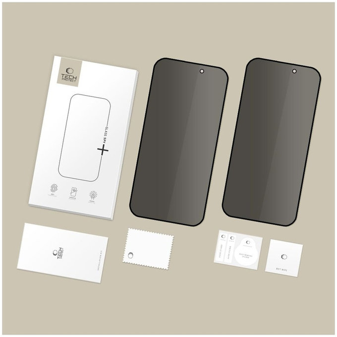 Privacy tvrzené sklo Glass Spy+ 2-PACK pro iPhone 16 Pro / 17 / 17 Pro, privacy, Tech-Protect