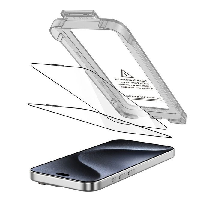 Tvrzené sklo Quick Set+ 2-PACK pro iPhone 15 Pro, černá, Tech-Protect