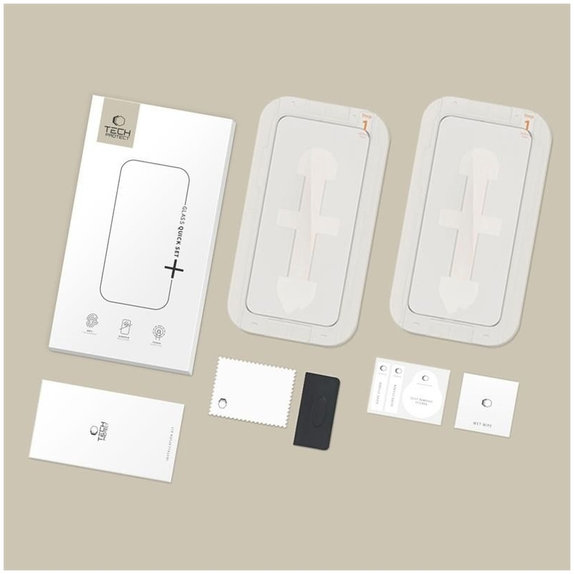 Tvrzené sklo Quick Set+ 2-PACK pro iPhone 15 Pro, černá, Tech-Protect