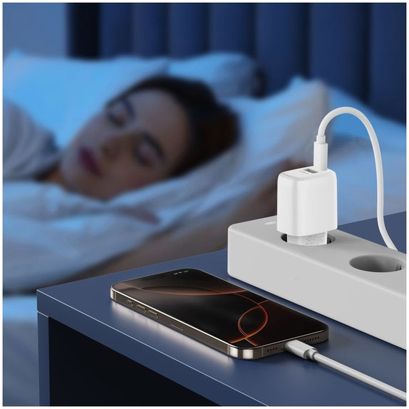 Síťová nabíječka NCA20 2-PORT PD 20W / QC3.0 + Lightning Cable, bílá, Tech-Protect