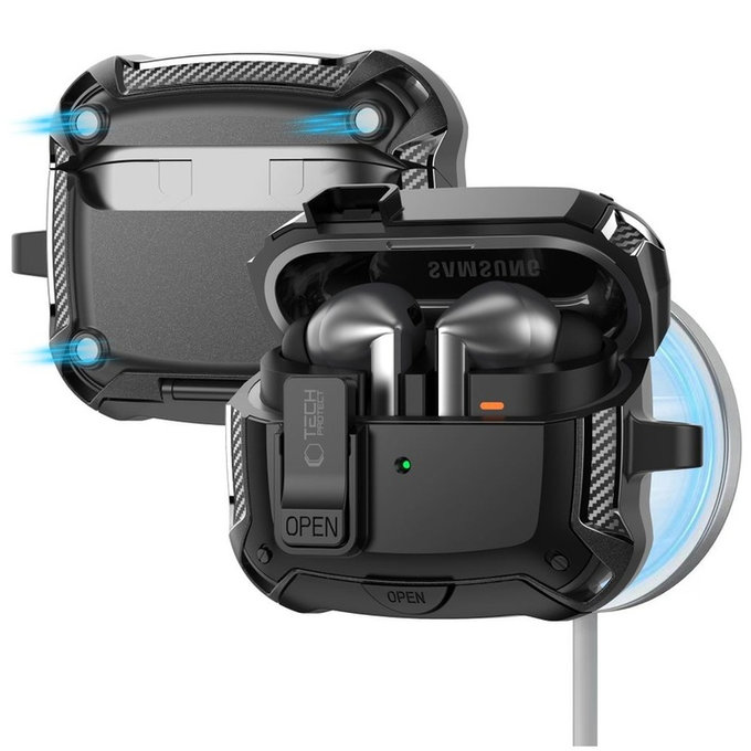 Pouzdro na sluchátka Carbonox MagSafe pro Samsung Buds 3 / 3 FE / 3 Pro, černá, Tech-Protect