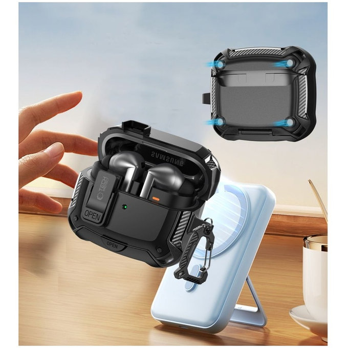Pouzdro na sluchátka Carbonox MagSafe pro Samsung Buds 3 / 3 FE / 3 Pro, černá, Tech-Protect