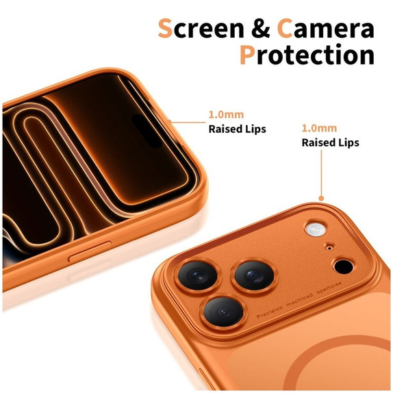 Pouzdro MagPeak MagSafe CC pro iPhone 17 Pro Max, Matte Cosmic Orange, Tech-Protect