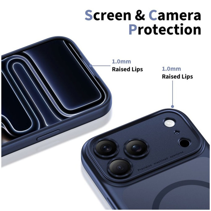 Pouzdro MagPeak MagSafe CC pro iPhone 17 Pro, Matte Deep Blue, Tech-Protect