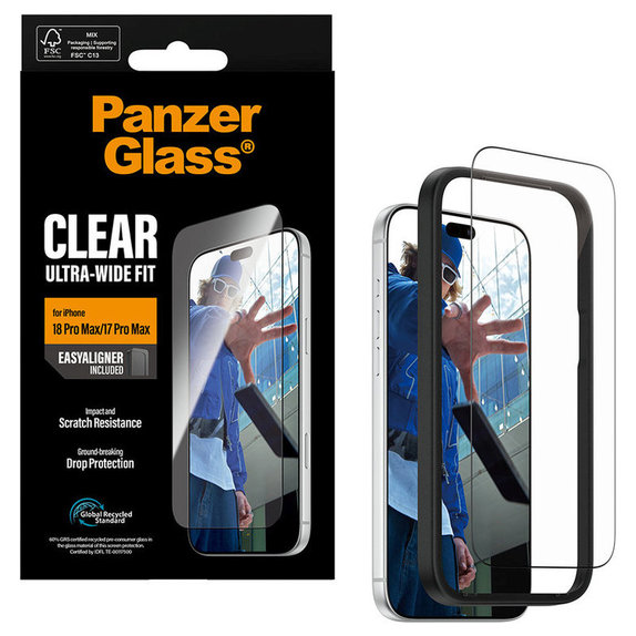 Tvrzené sklo UWF s aplikátorem pro iPhone 18 Pro Max/17 Pro Max, Černá, PanzerGlass