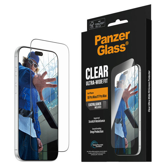 Tvrzené sklo UWF s aplikátorem pro iPhone 18 Pro Max/17 Pro Max, Černá, PanzerGlass