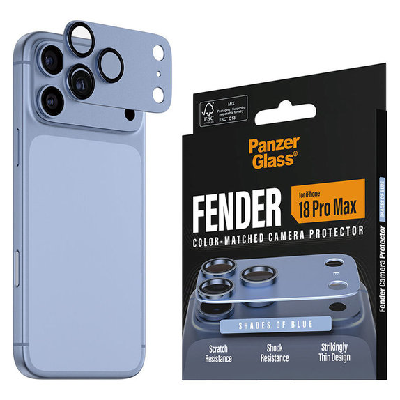 Ochranný kryt objektivu Fender pro iPhone 18 Pro Max, Italian Blue, PanzerGlass