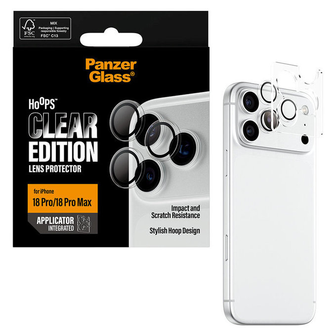 Ochranný kryt objektivu Hoops pro iPhone 18 Pro/18 Pro Max, Čirá, PanzerGlass