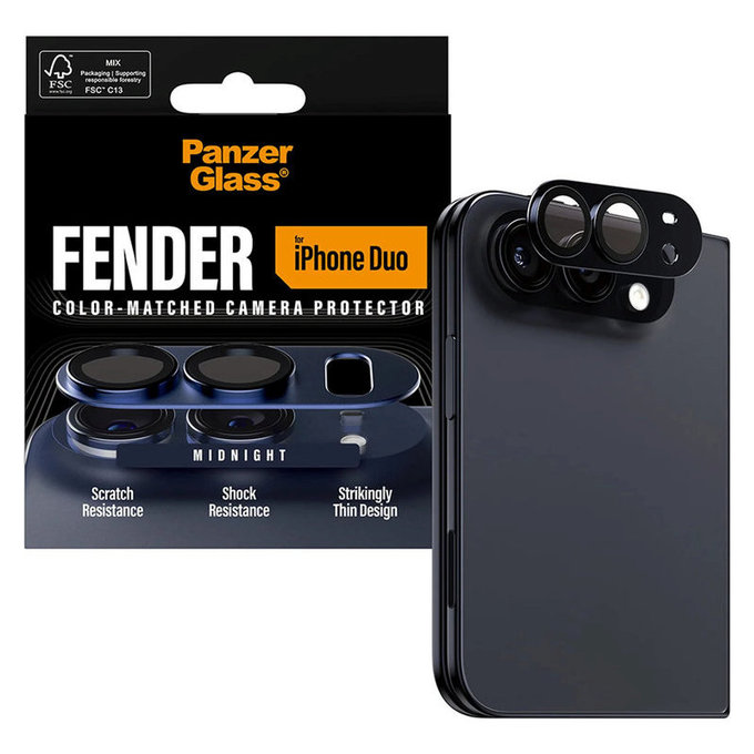 Ochranný kryt objektivu Fender pro iPhone Duo, Dark Blue, PanzerGlass