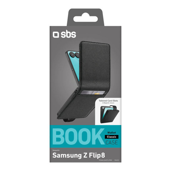 Pouzdro Wallet Stand pro Samsung Galaxy Z Flip8, Černá, SBS