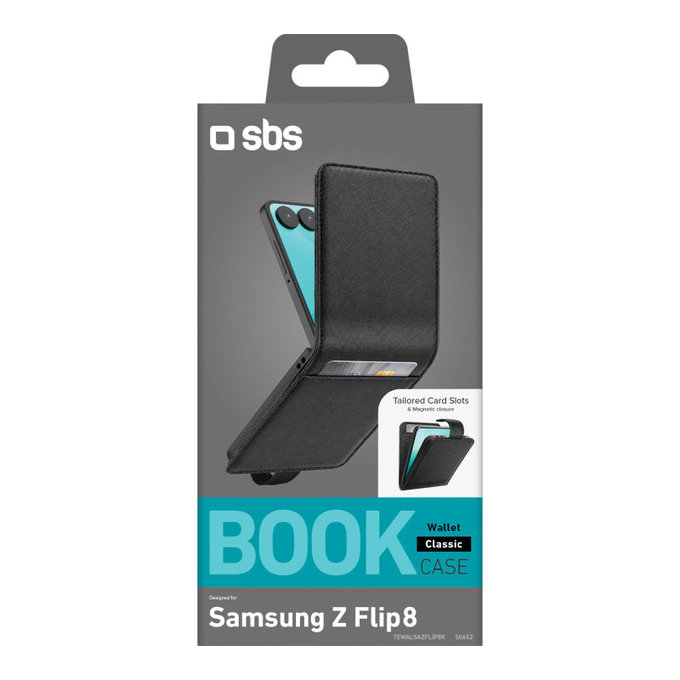 Pouzdro Wallet Stand pro Samsung Galaxy Z Flip8, Černá, SBS