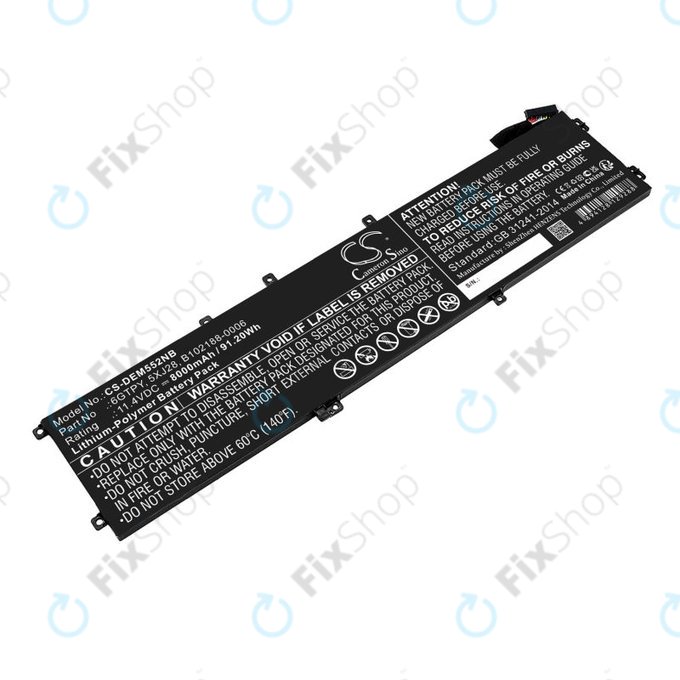Baterie pro Dell XPS 15, Dell Precision 9560, 9570, 8000mAh, Li-Pol, 11.4V, 6GTPY, HQ