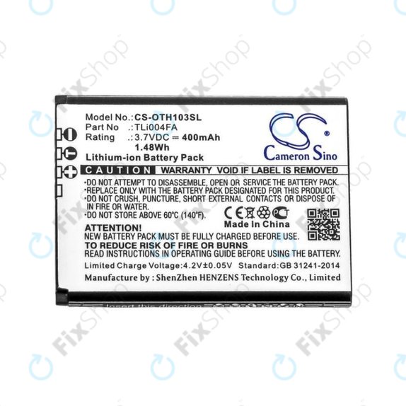 Baterie pro Alcatel OneTouch 1013, 1035D, 1046D, 400mAh, Li-Ion, 3.7V, TLi004FA, HQ