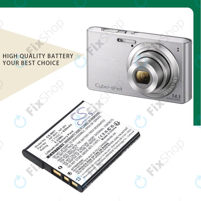 Baterie pro Sony Cyber-Shot DSC-TX20, TX9, 630mAh, Li-Ion, 3.7V, NP-BN1, HQ