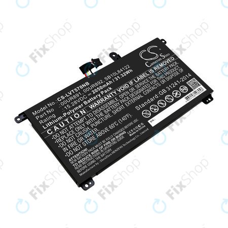 Baterie pro Lenovo ThinkPad P51s, P52s, T570, T580, 2050mAh, Li-Pol, 15.28V, 00UR891, HQ