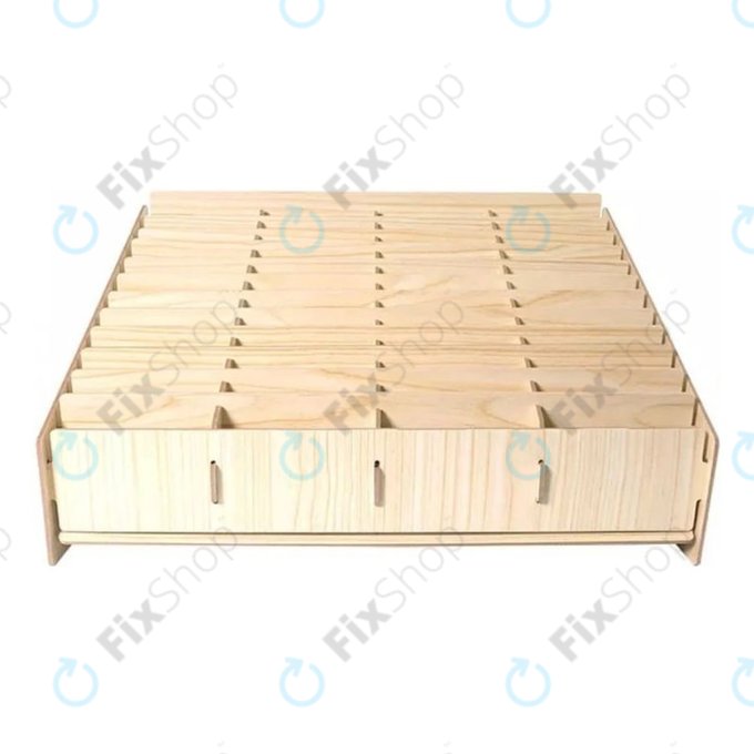 Univerzální dřevěný stojan / organizér na telefony s 48 přihrádkami