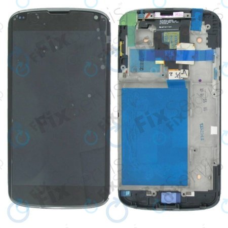 LG Nexus 4 E960 - LCD Displej + Dotykové Sklo + Rám (Black) TFT