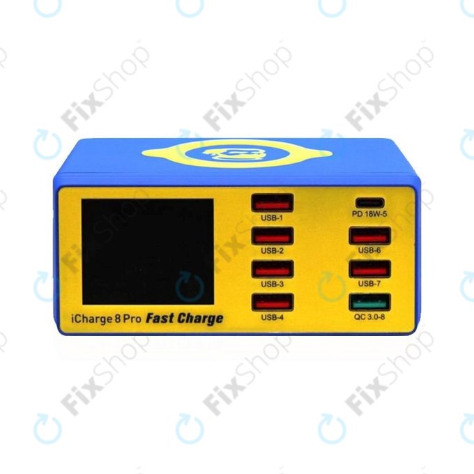 Mechanic iCharge 8 Pro - USB Servisní Nabíjecí Stanice s USB-C, USB 3.0 a Bezdrátovým Nabíjením