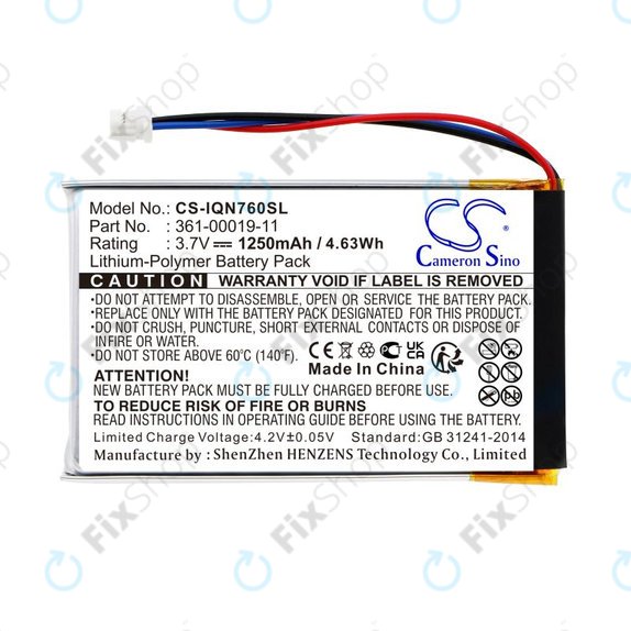 Baterie pro Garmin Nüvi 700, 710, 760, 765, Nuvi 3590, 1250mAh, Li-Pol, 3.7V, 361-00019-11, HQ