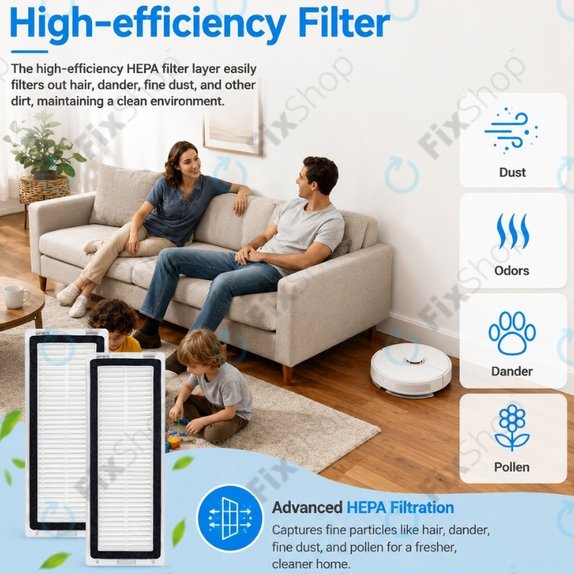 Sada náhradních dílů pro Xiaomi Dreame D9 Max Gen2, D10s, D10s Pro (1x Hlavní kartáč, 2x Filtr, 2x Boční kartáč – černý)