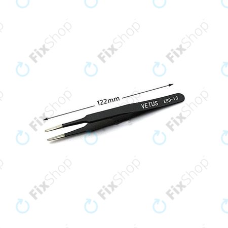 Vetus ESD-13 - Antistatická Kovová Pinzeta s Plochou Špičkou (115mm)