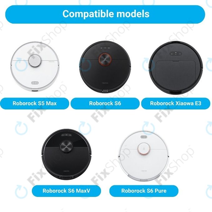 Sada náhradních dílů pro Xiaomi Roborock S5 Max, S6, S6 MaxV, S6 Pure, Xiaowa E3 (2x Hlavní kartáč, 4x Filtr, 4x Boční kartáč – černý)