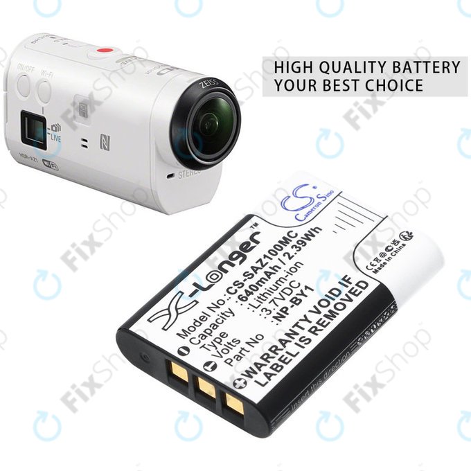 Baterie pro Sony HDR-AZ1, 640mAh, Li-Ion, 3.7V, NP-BY1, HQ