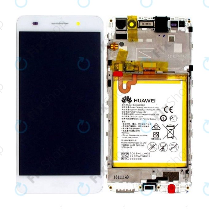 Huawei Y6 II CAM-L21 - LCD Displej + Dotykové Sklo + Rám + Baterie (White) - 02350VRS Genuine Service Pack