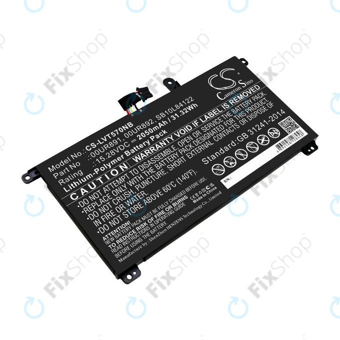 Baterie pro Lenovo ThinkPad P51s, P52s, T570, T580, 2050mAh, Li-Pol, 15.28V, 00UR891, HQ