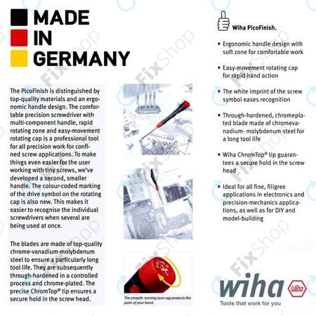 Wiha PicoFinish® 260P - Přesný Šroubovák - Plochý 1.2mm