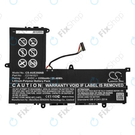 Baterie pro Asus VivoBook E200, L200, Eeebook X206, 3350mAh, Li-Pol, 7.6V, C21N1521, HQ