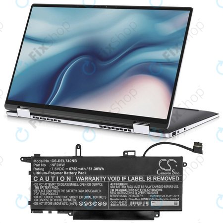 Baterie pro Dell Latitude 7310 2-in-1, 7400 2-in-1, 6750mAh, Li-Pol, 7.6V, NF2MW, HQ