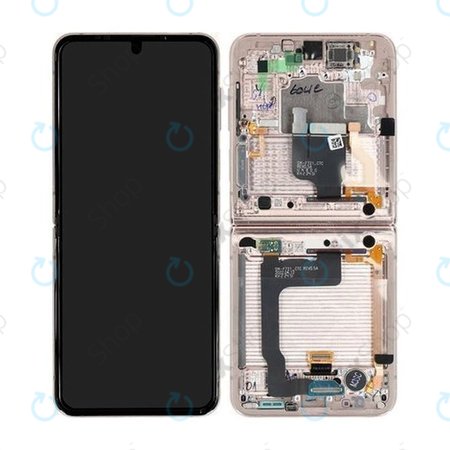 Samsung Galaxy Z Flip 4 F721B - LCD Displej + Dotykové Sklo + Rám (Pink Gold) - GH82-29440C, GH82-30238C, GH82-30239C, GH82-29441C Genuine Service Pack