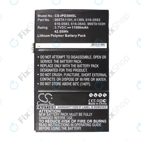 Apple iPad 3, iPad 4 - Baterie 969TA110H, A1389, 616-0593 11500mAh HQ