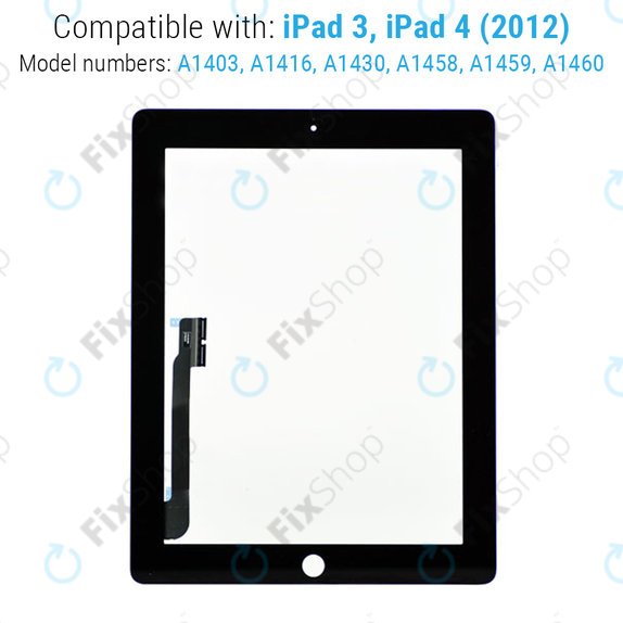 Dotykové sklo s tlačítkem domů pro iPad 3, iPad 4, Black